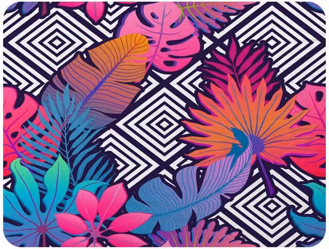 Benjamin Tate Design Tropical Geometric Fleece Blanket in Black, Beige and Multicolour, W/H: 120 x 150 cm – 2