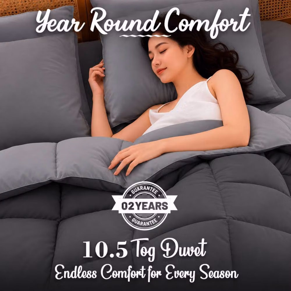 Pamposh Grey Anti-Allergy Hollow Fibre Duvet, 10.5 Tog, W/D/H: 135 x 200 cm – 3