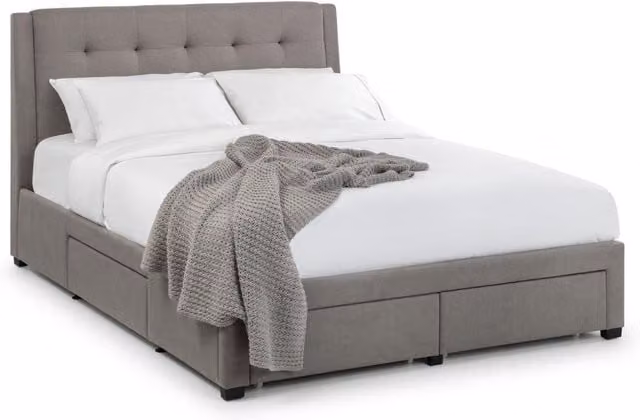 Ashfield Grey Upholstered Double Bed with 4 Drawers, W/D/H: 140 x 200 cm – 1