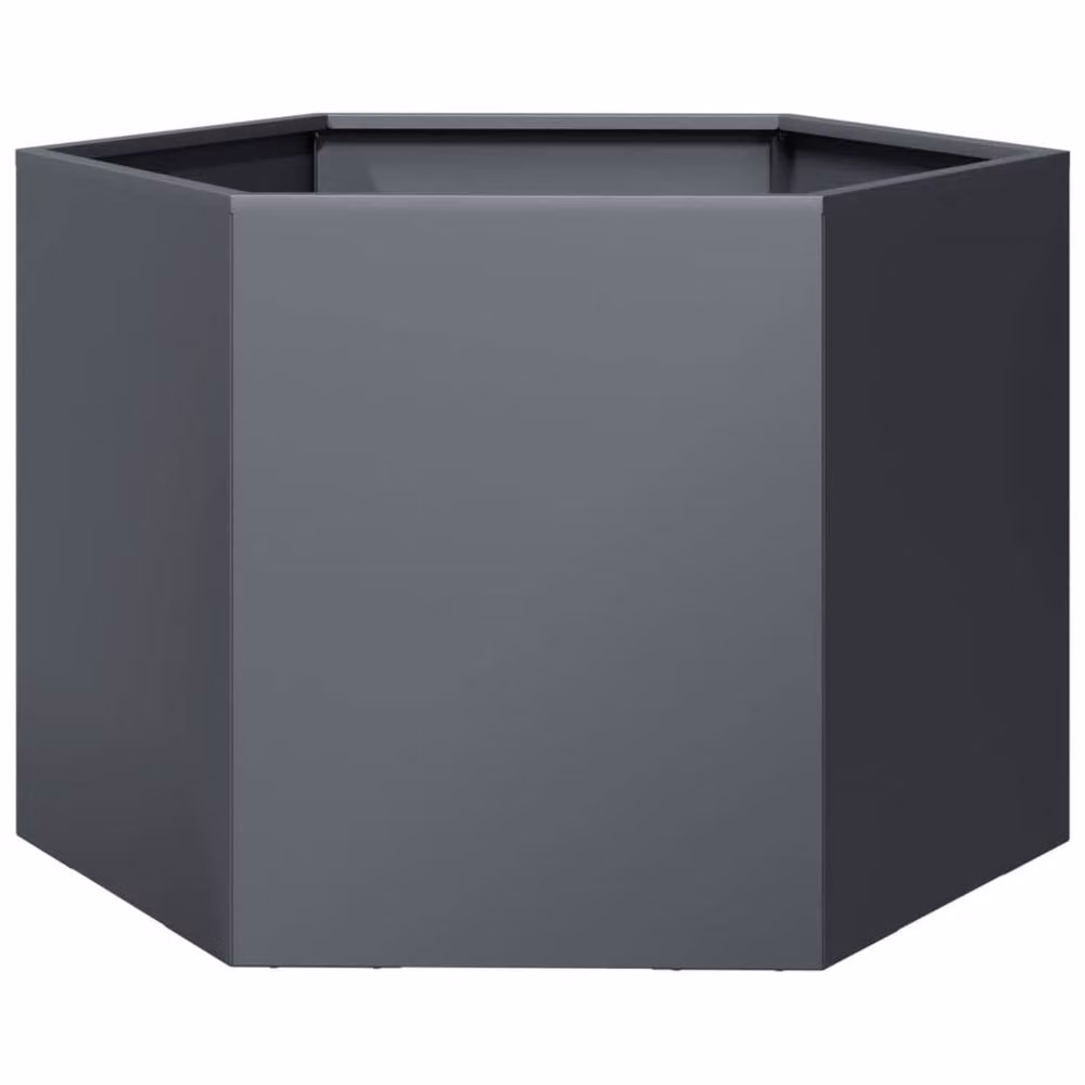 Berkfield Home Anthracite Steel Hexagon Garden Planter Tub, W/D/H: 69 x 60 x 45 cm – 3