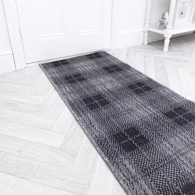 runrug Plaid Reversible Carpet Runner Rug in Black, W/D/H: 60 x 330 cm – 1