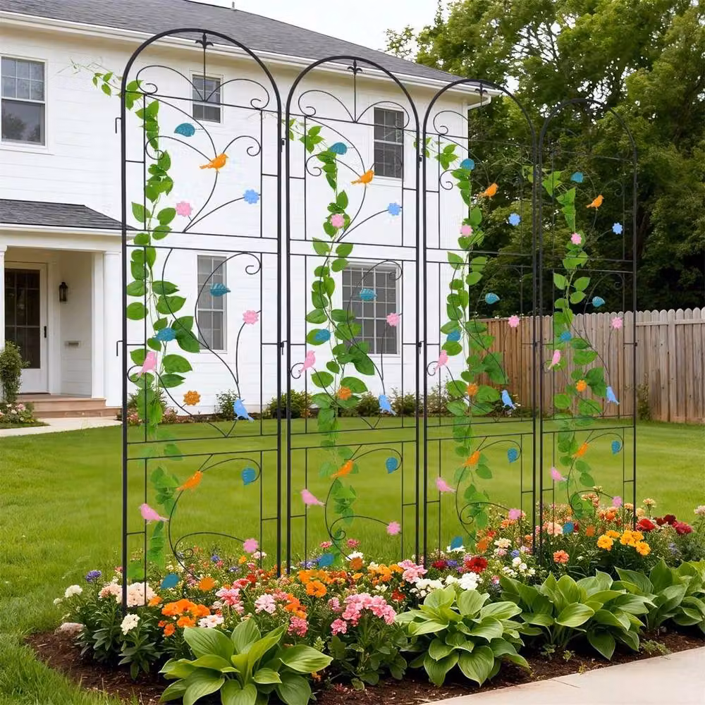 FLAVORA 2 Pack Black Metal Tall Garden Vine Trellis Support – 6