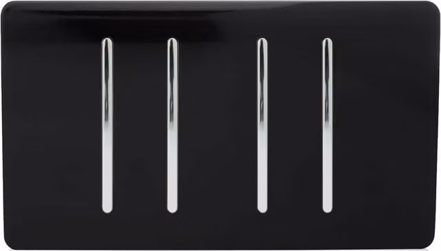 Trendi 4 Gang Flush Light Switch, 10 Amp, Piano Black – 1