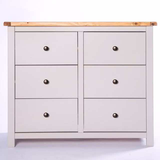 Cabinet Bits Argenta 6 Drawer Chest of Drawers in Light Grey with Brass Knobs