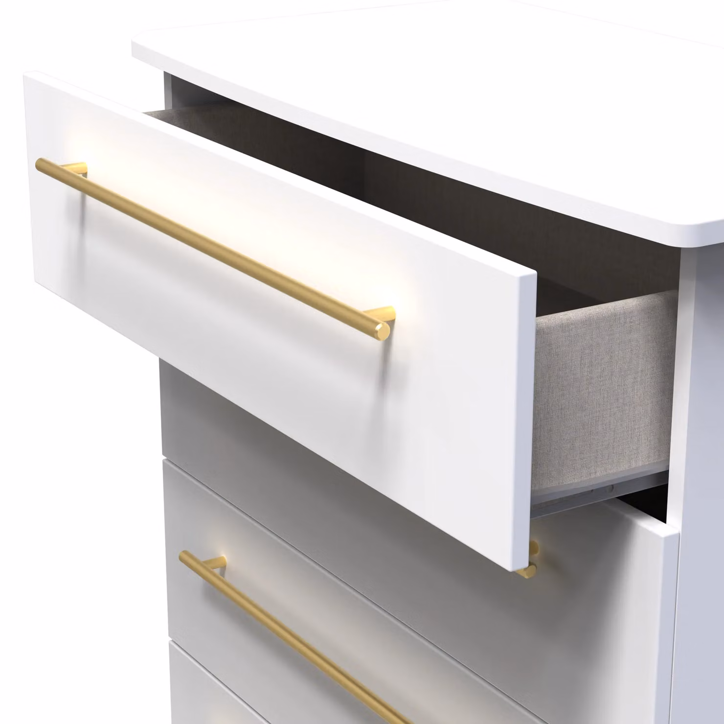 Helmsley 5 Drawer Chest in White and Gold, Ready Assembled – 2