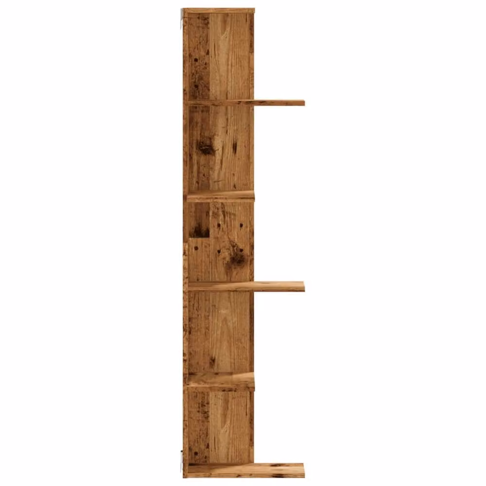 Berkfield Home Wall Mounted Corner Shelf in Old Wood Brown, W/D/H: 36.5 x 36.5 x 140 cm – 2