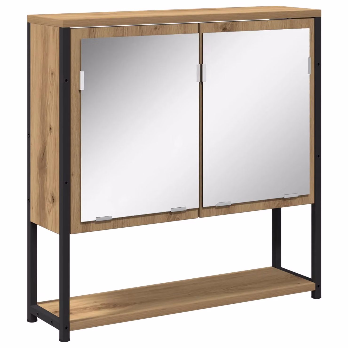 Berkfield Home Artisan Oak Bathroom Mirror Cabinet, Brown, W: 60 cm, H: 60 cm, D: 16 cm – 2