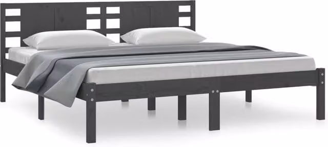 Berkfield Home Grey Solid Pine Wood Bed Frame W/D: 200 x 200 cm