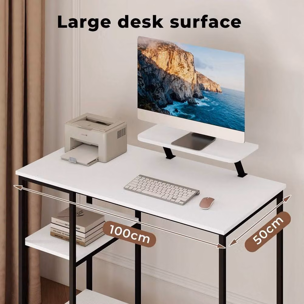 Kelvenix Computer Desk for Home Office in White, W/D/H: 100 x 100 x 76 cm – 2
