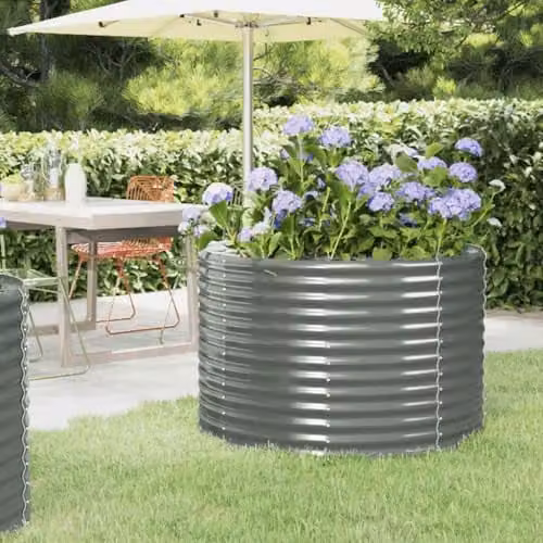 vidaXL Grey Steel Garden Planter Tub W/D/H: 100 x 100 x 68 cm – 2