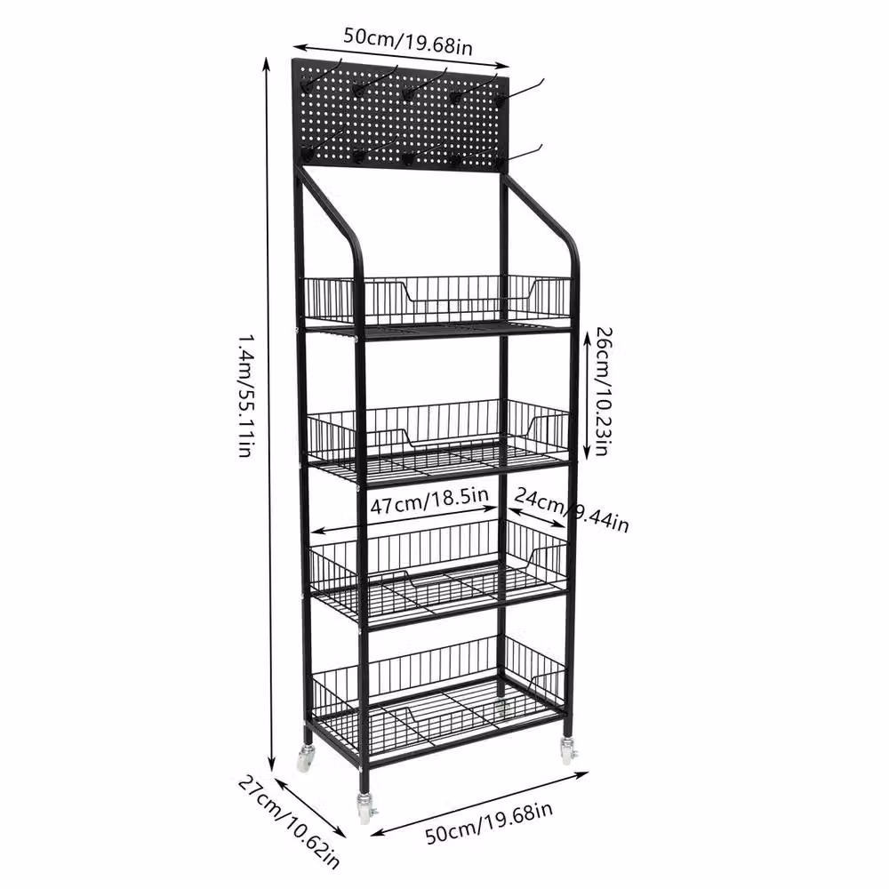 Havendro 4 Tier Metal Retail Display Rack for Fruit and Vegetables in Matt Black – 2