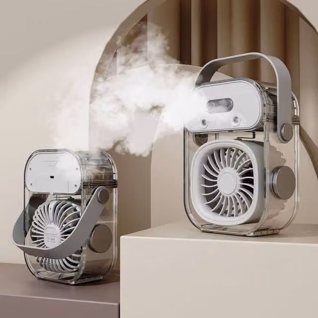 Quipulse Portable Mist Cooling Fan with Soft Night Light in White – 1