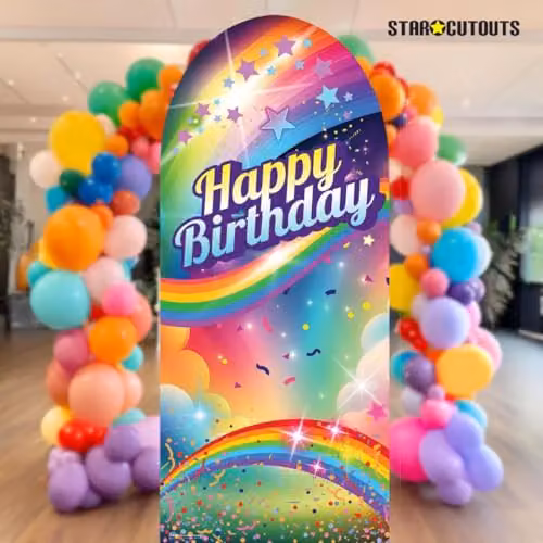 Star Cutouts SC4615 Rainbow Birthday Backdrop Sailboard Cardboard Cut Out, Multicolour, Height: 185 cm – 2