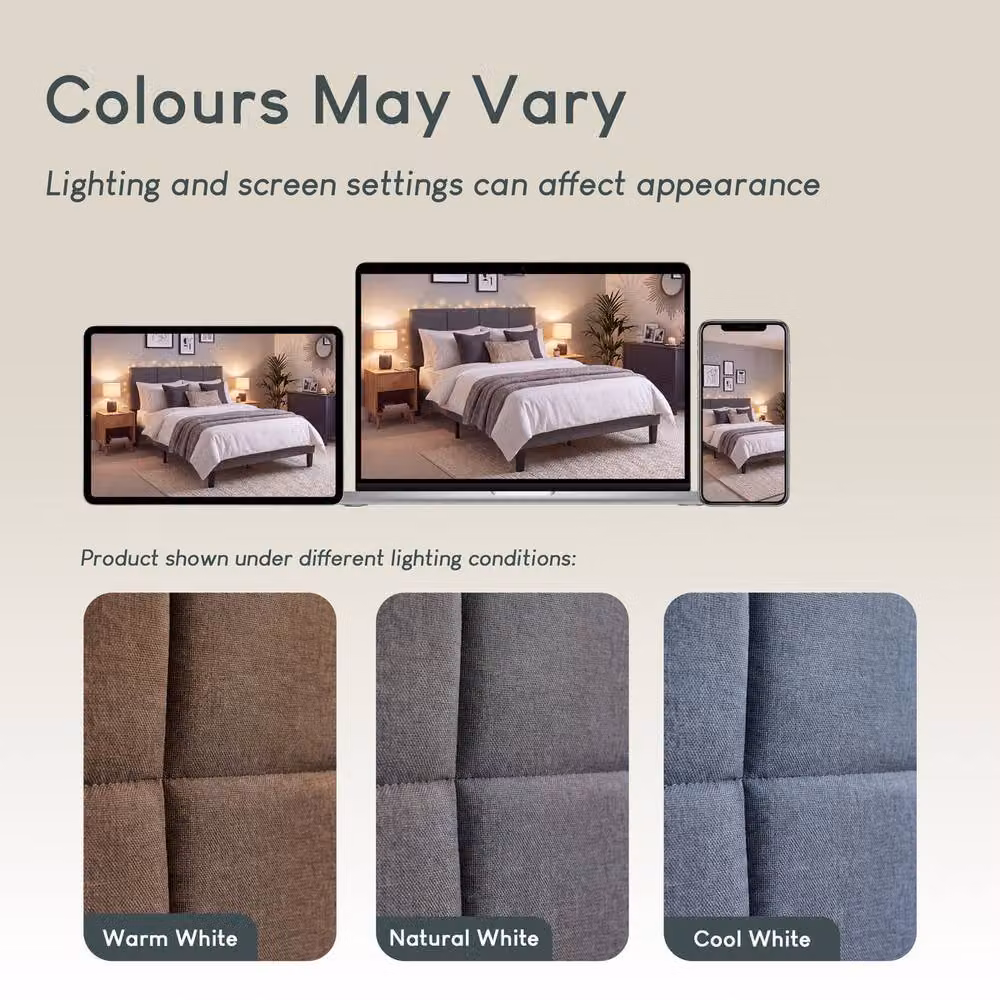Vida Designs Velmora Fabric Bed Frame in Dark Grey, Single (90 x 200 cm) – 8