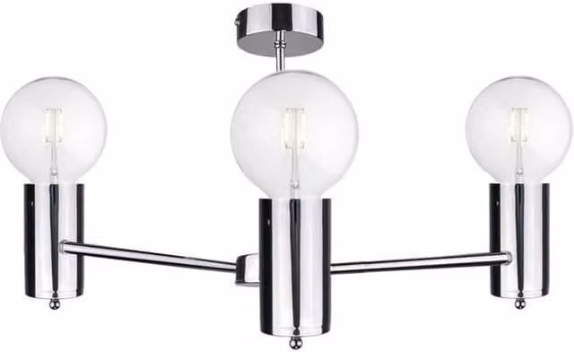 Netlighting Arde Multi Arm Semi Flush Ceiling Light in Silver, 60cm, 3x E27