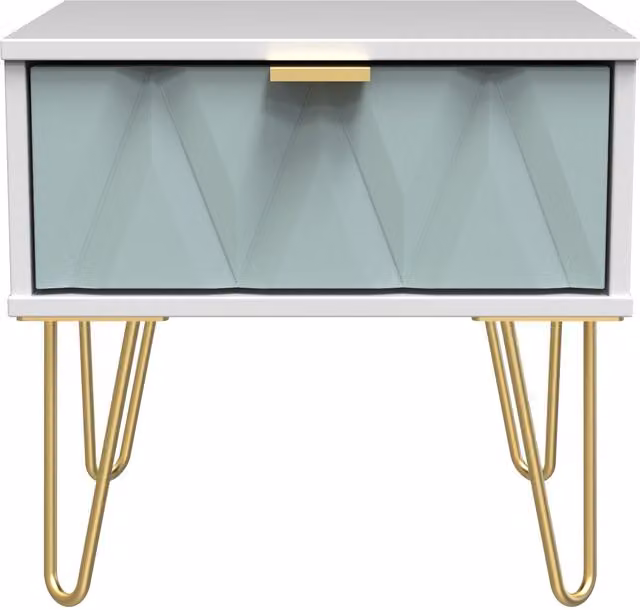 Ready Assembled 2 U Dallas 1 Drawer Bedside Table in Duck Egg Blue and Gold