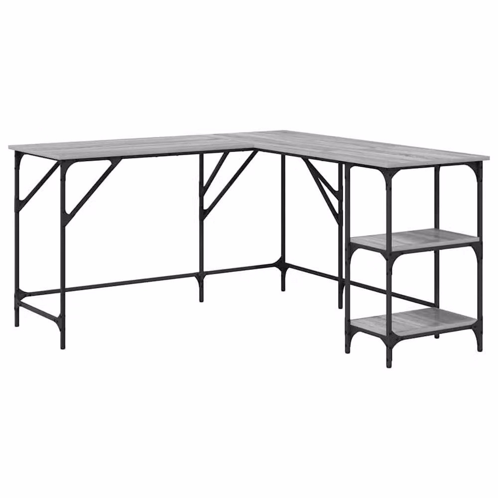 Berkfield Home Decorative Desk in Grey Sonoma, W/D/H: 139 x 139 x 75 cm – 2