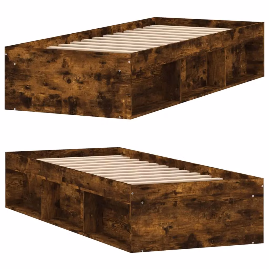 Berkfield Home Smoked Oak Small Single Bed Frame in Brown, W: 75 cm, L: 190 cm – 3