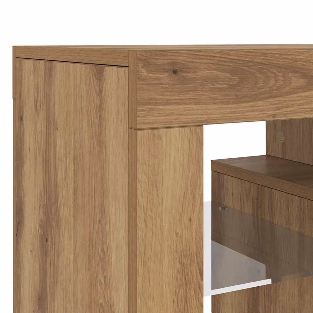 Berkfield Home Artisan Oak TV Cabinet with Integrated LED Lights, Brown, W: 140 cm, D: 36.5 cm, H: 40 cm – 6