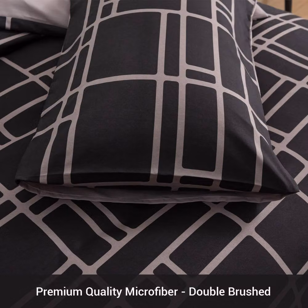 Lazzaro Home Premium Brushed Microfibre Reversible Duvet Cover and Pillowcase Set, Brown, W: 140 cm, H: 200 cm – 5