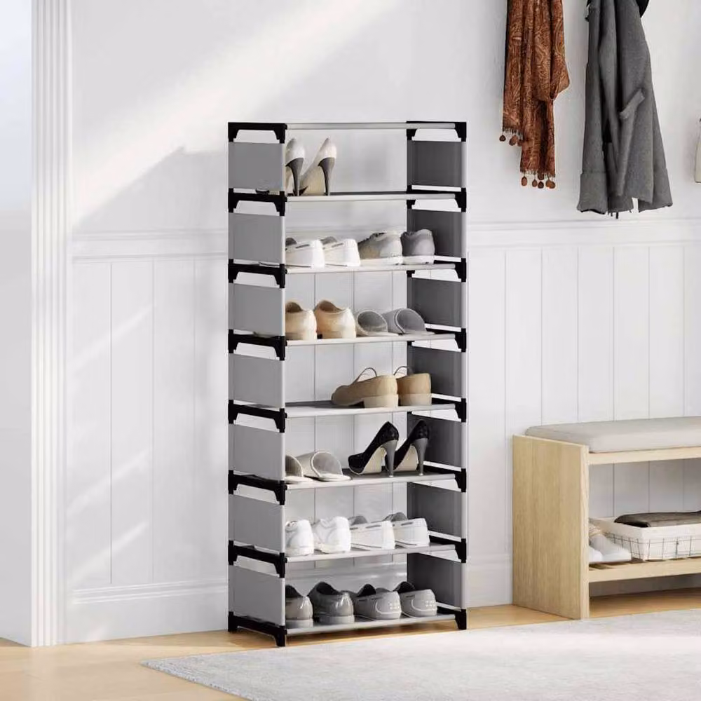 Berkfield Home 8-Tier Shoe Rack in Grey, W/D/H: 54 x 28 x 124 cm – 3