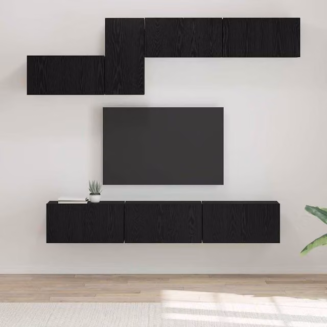 Berkfield Home Wall-Mounted Storage Unit with Doors and Shelves, Black Oak, W/D/H: 60 x 30 x 30 cm