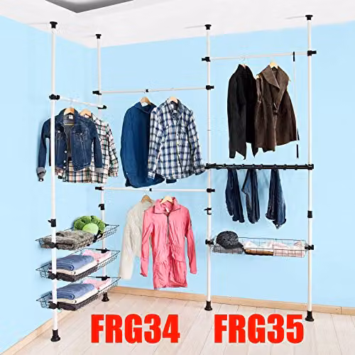 SoBuy Set of 2 Black Metal Storage Baskets for Telescopic Wardrobe Systems, W: 38 cm, D: 8 cm, H: 42 cm – 4