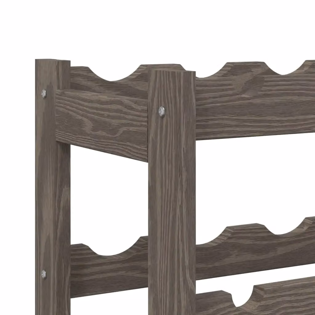 Berkfield Home Grey Solid Pine Wood Wall Mounted Wine Rack for 12 Bottles – 5