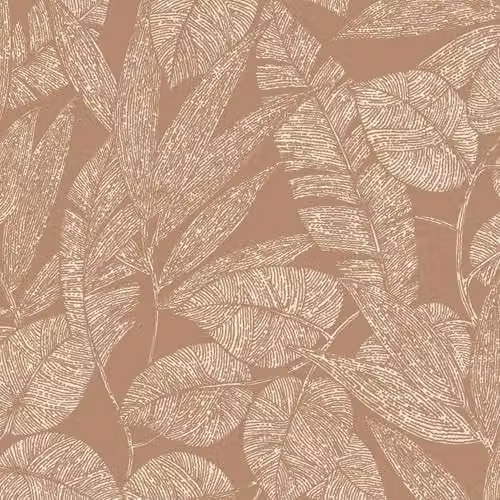 Grandeco Lorena Sketch Leaves Blown Vinyl Wallpaper in Terracotta Orange Botanical Floral Design