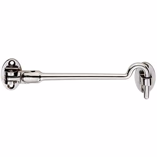 Loops Silent Pattern Cabin Hook and Eye in Bright Stainless Steel, 200mm Arm