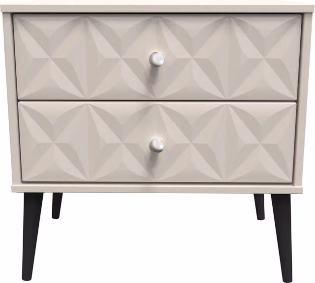 Ready Assembled 2 U Toledo 2 Drawer Side Table in Taupe and Black – 1
