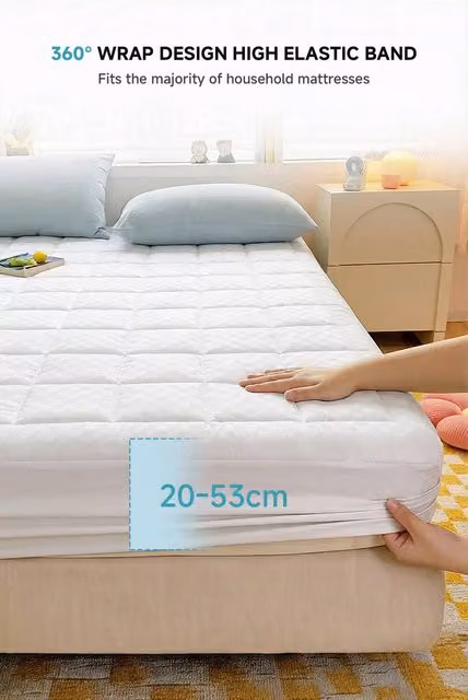 Living and Home Soft and Breathable Checkerboard Fitted Mattress Protector in White, Small Double, 120 x 200 cm – 1