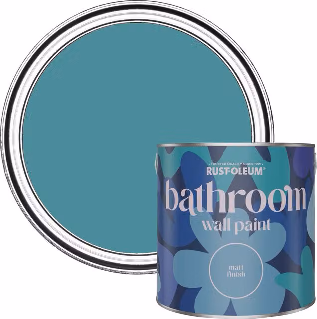 Rust-Oleum Belgrave Blue Matt Water-Based Bathroom Wall and Ceiling Paint, 2.5L