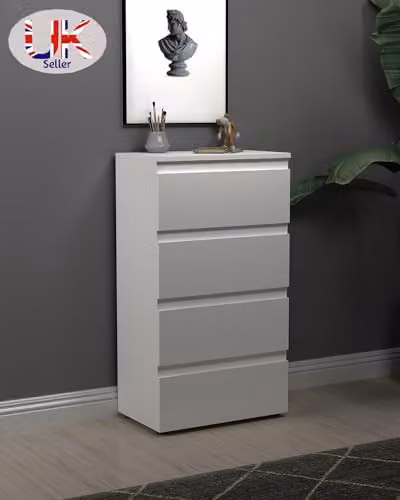 spot on dealz 4 Drawer Chest of Drawers in White Glossy Finish with Display Shelf – 3