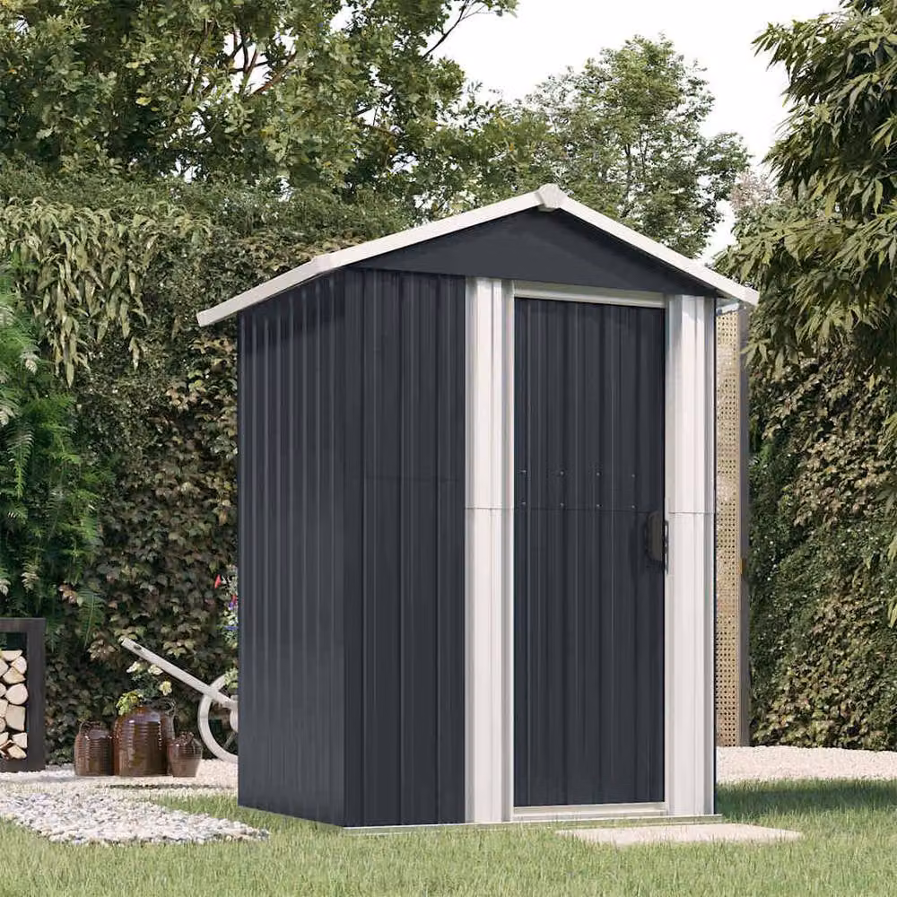 Berkfield Home Galvanised Steel Garden Shed in Anthracite Grey, W/D/H: 126 x 97.5 x 177 cm – 2