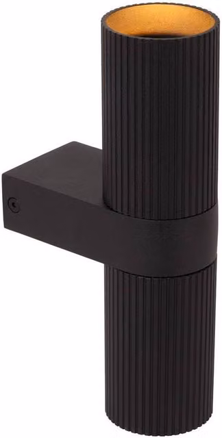 Lucide Clubs Black Metal Up and Down Wall Spotlight with 2x GU10 LED Lamps