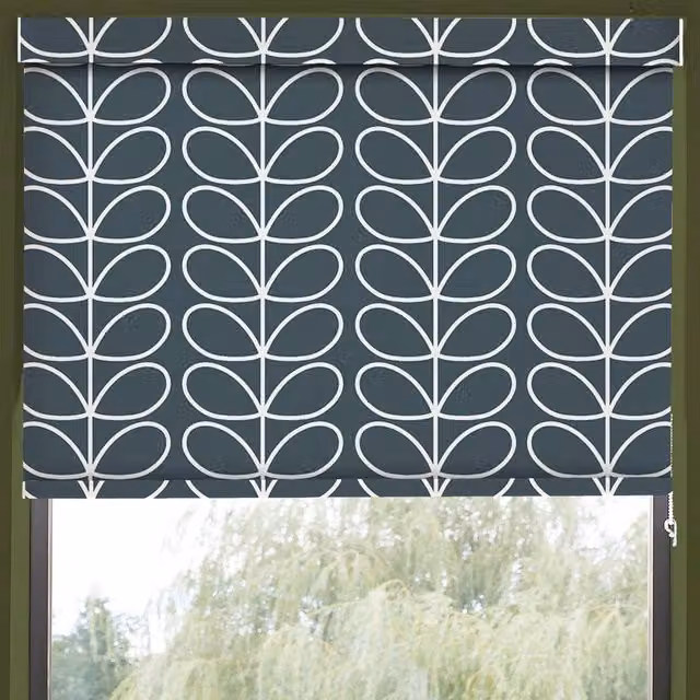 Orla Kiely Jumbo Linear Stem Translucent Made to Measure Roller Blind in Marine Blue