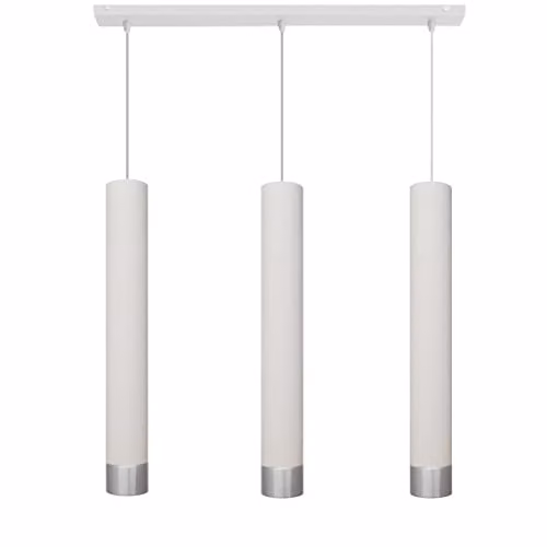 Netlighting Helam Tuba Straight Bar Pendant Ceiling Light in White and Chrome, 60 cm