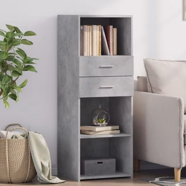 Berkfield Home Modern Highboard in Concrete Grey, W/D/H: 45 x 42.5 x 124 cm