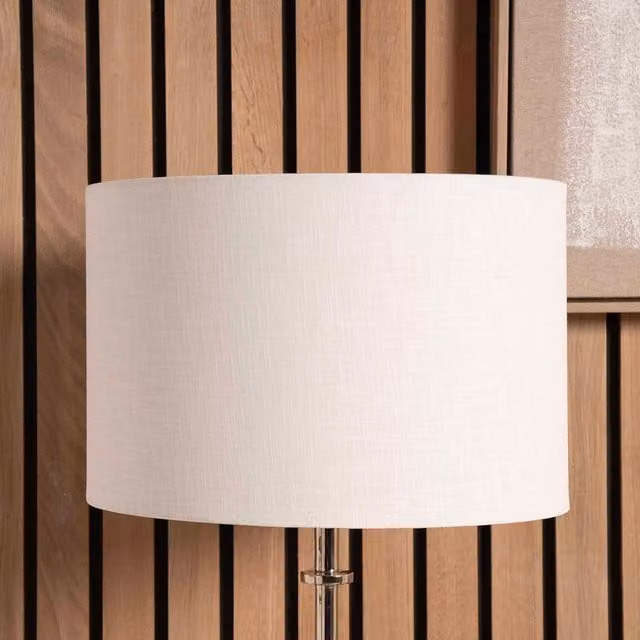 Ruma White Self Lined Linen Drum Lamp Shade for Table and Floor Lamps, Diameter: 30.48 cm