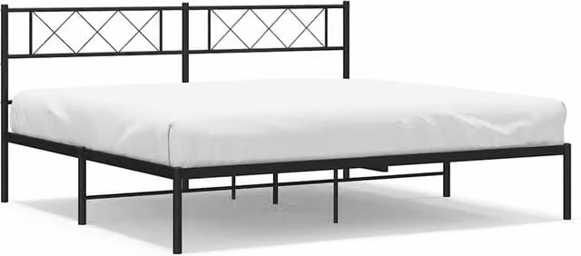 Berkfield Home Metal Bed Frame with Headboard in Black W: 183 cm, L: 213 cm – 1