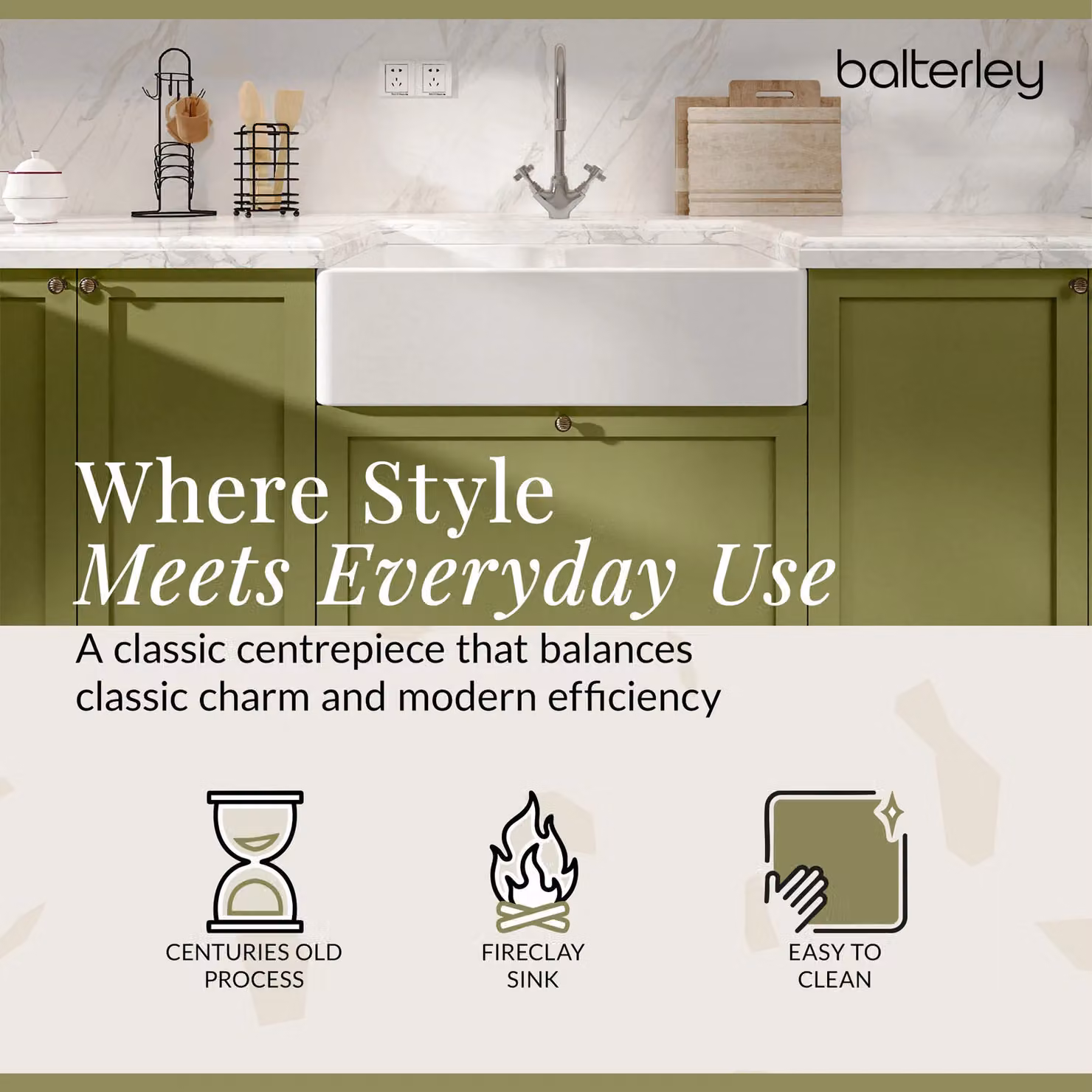 Balterley White Ceramic Double Bowl Butler Kitchen Sink, Undermount, No Overflow, No Tap Hole, W: 79.5 cm, D: 50 cm, H: 22 cm – 2