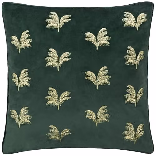 Paoletti Green Velvet Floral Square Cushion with Removable Cover, W/D/H: 45 x 45 x 45 cm – 1