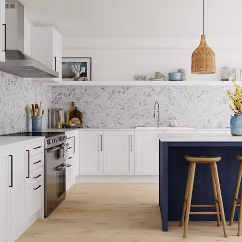 Wilsonart Marble Look Herringbone Kitchen Splashback Panel, White Aluminium, W: 300 cm, H: 75 cm, D: 0.4 cm