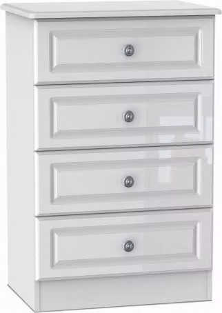 Welcome Pembroke White High Gloss 4 Drawer Midi Chest of Drawers