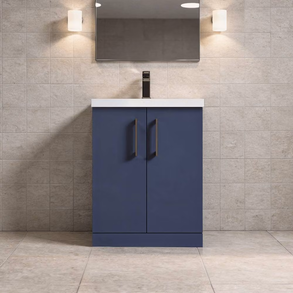 Balterley Contemporary Blue 2-Door Freestanding Bathroom Floor Vanity Unit and Basin, W: 60 cm – 2