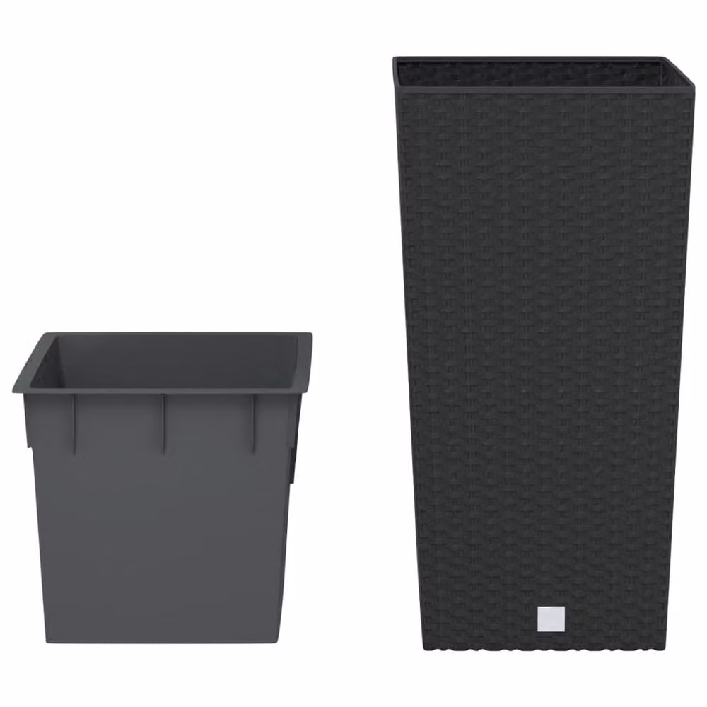 Berkfield Home Black Rattan Planter with Removable Anthracite Inner Tub, 26.5 L – 3