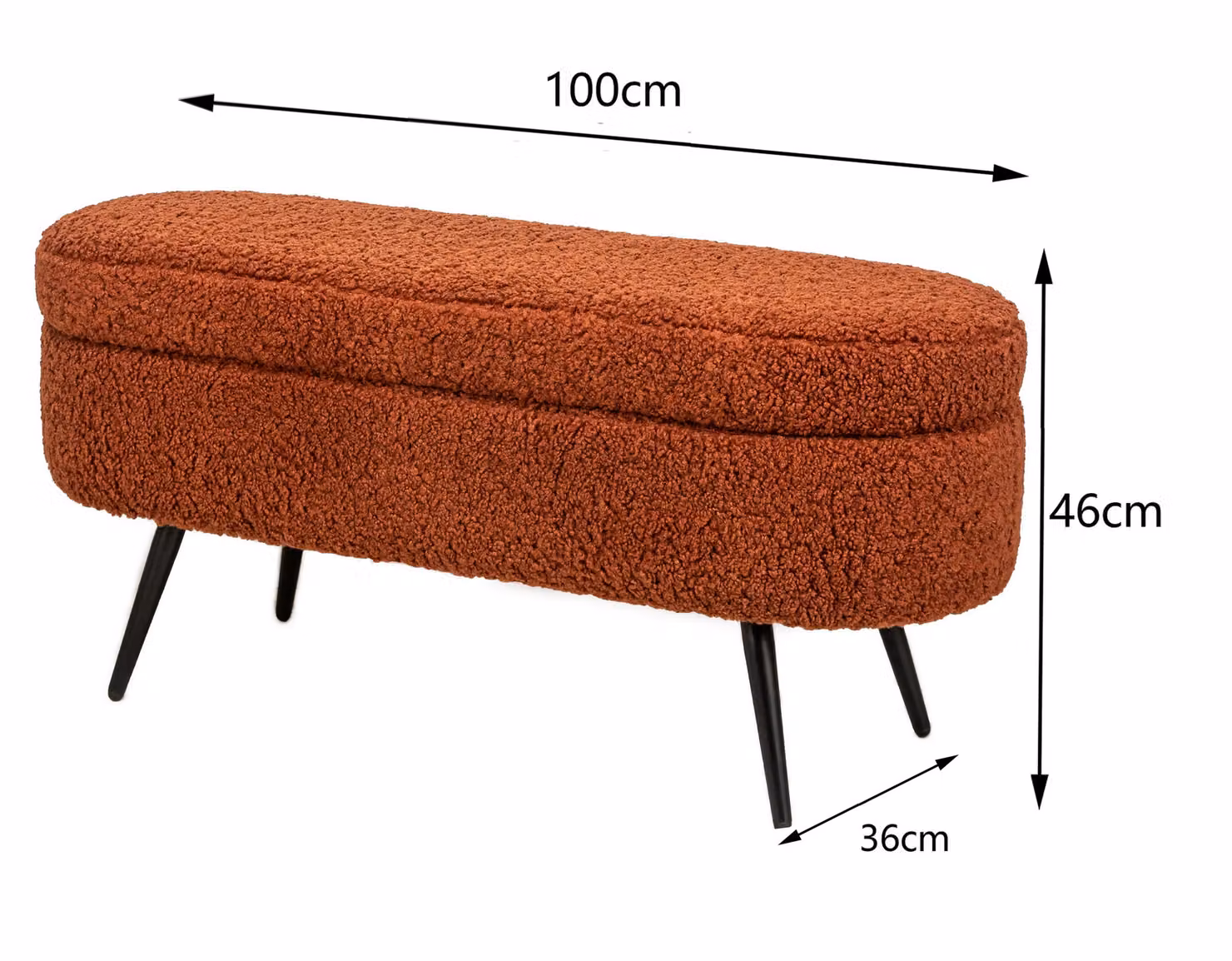 Nordlys Scandinavian Design Red Bouclé Upholstered Bench with Metal Legs – 3