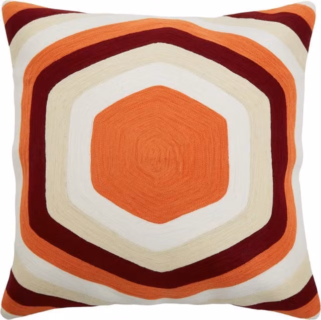Orsina Hexagonal Graphic Print Multicolour Square Cotton and Acrylic Cushion