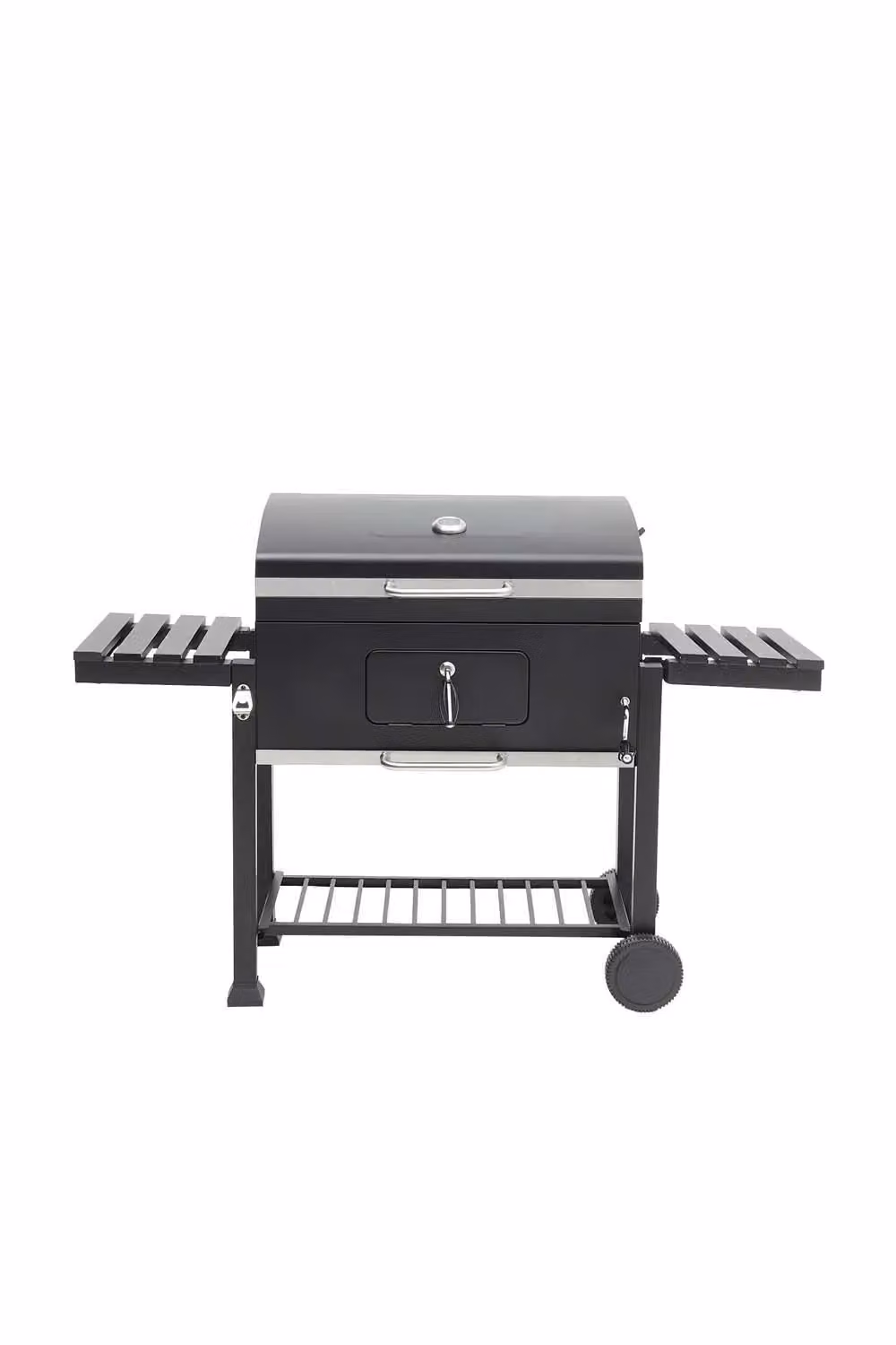 Living and Home Portable Outdoor Charcoal BBQ Grill in Black with Warming Rack, Thermometer and Wheels, W/D/H: 108 x 83 x 40 cm – 4